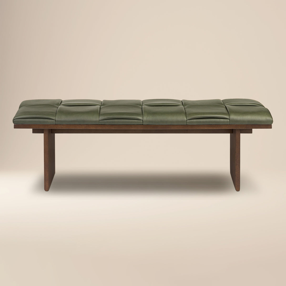 W&F Collection | Lapua 55" Leather Bench (Olivine Green)