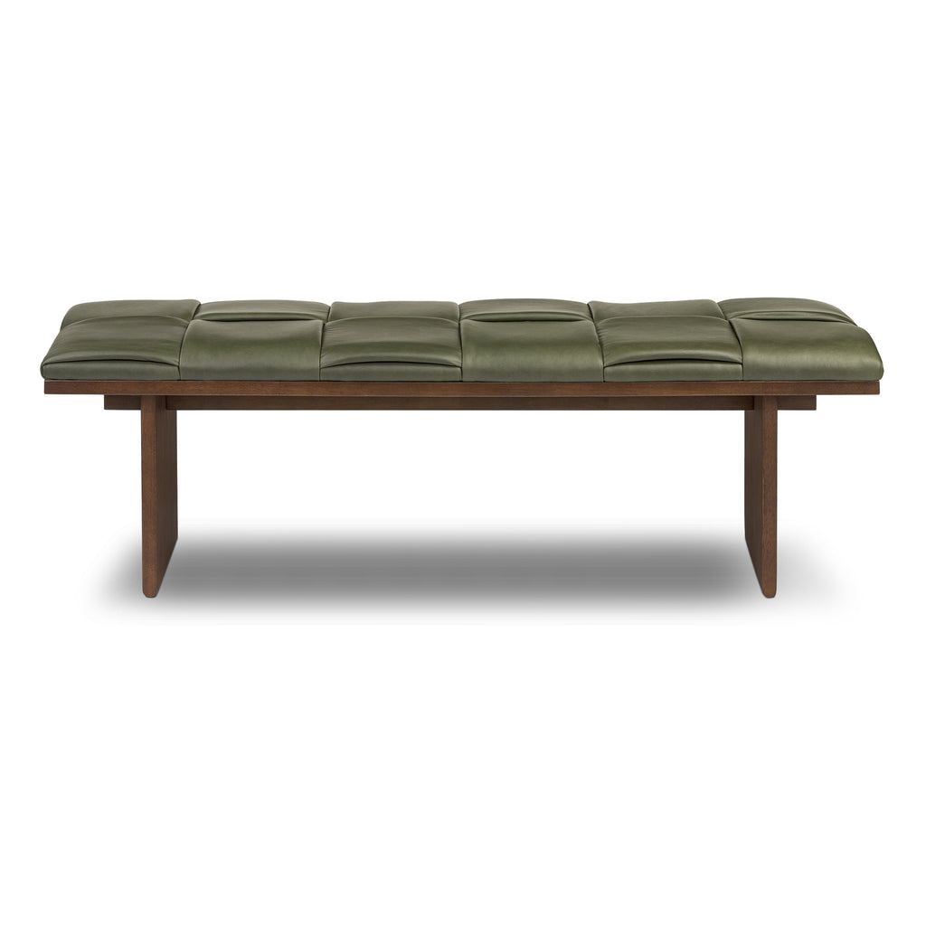 W&F Collection | Lapua 55" Leather Bench (Olivine Green)