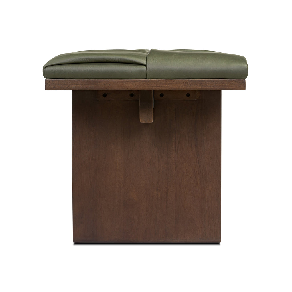 W&F Collection | Lapua 55" Leather Bench (Olivine Green)