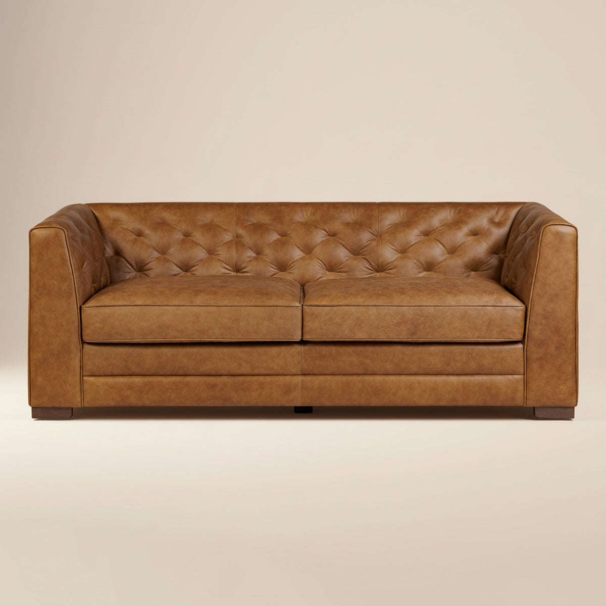 W&F Collection | Essex 86" Leather Pull-Out Convertible Sleeper Sofa (Russet Tan)