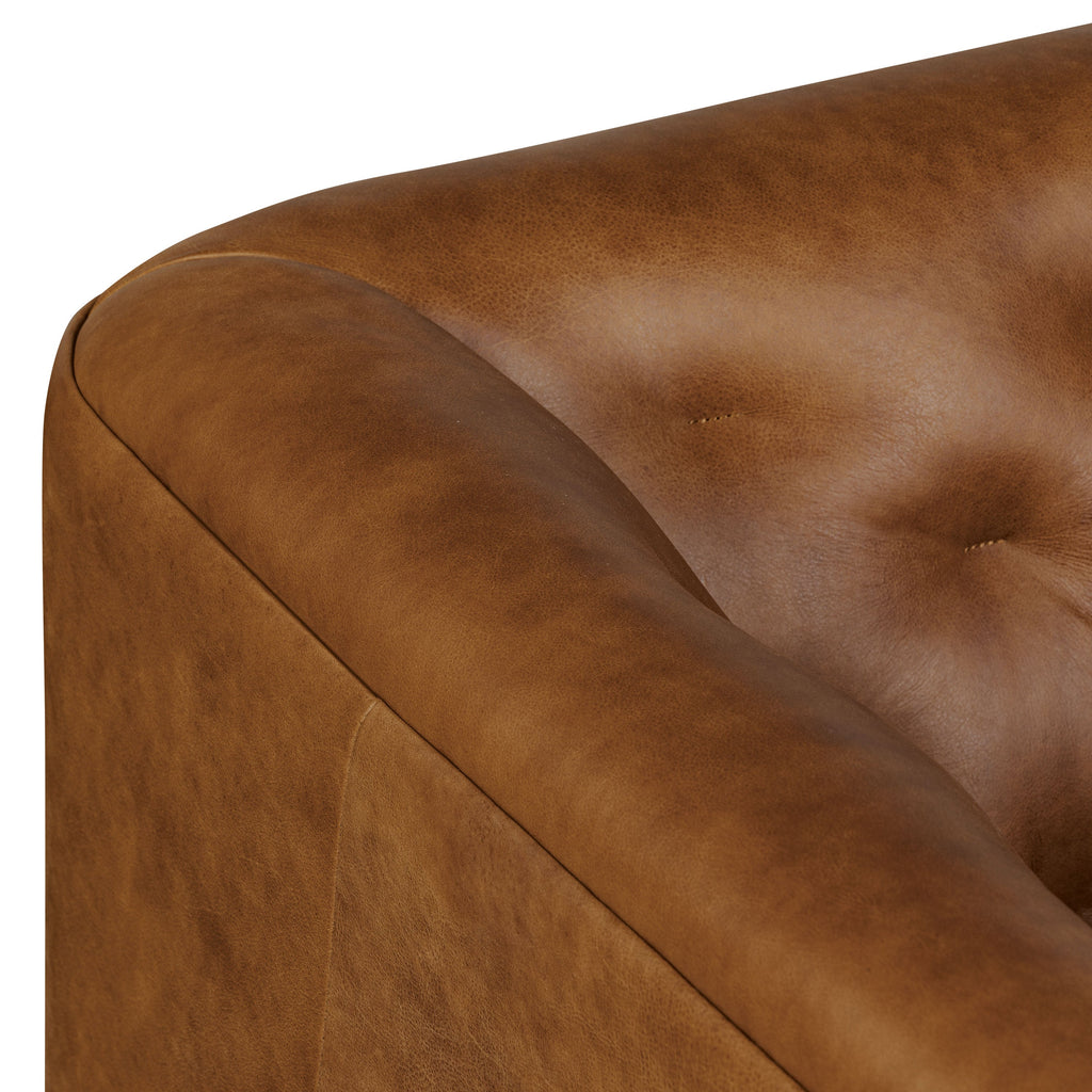 W&F Collection | Essex 86" Leather Pull-Out Convertible Sleeper Sofa (Russet Tan)