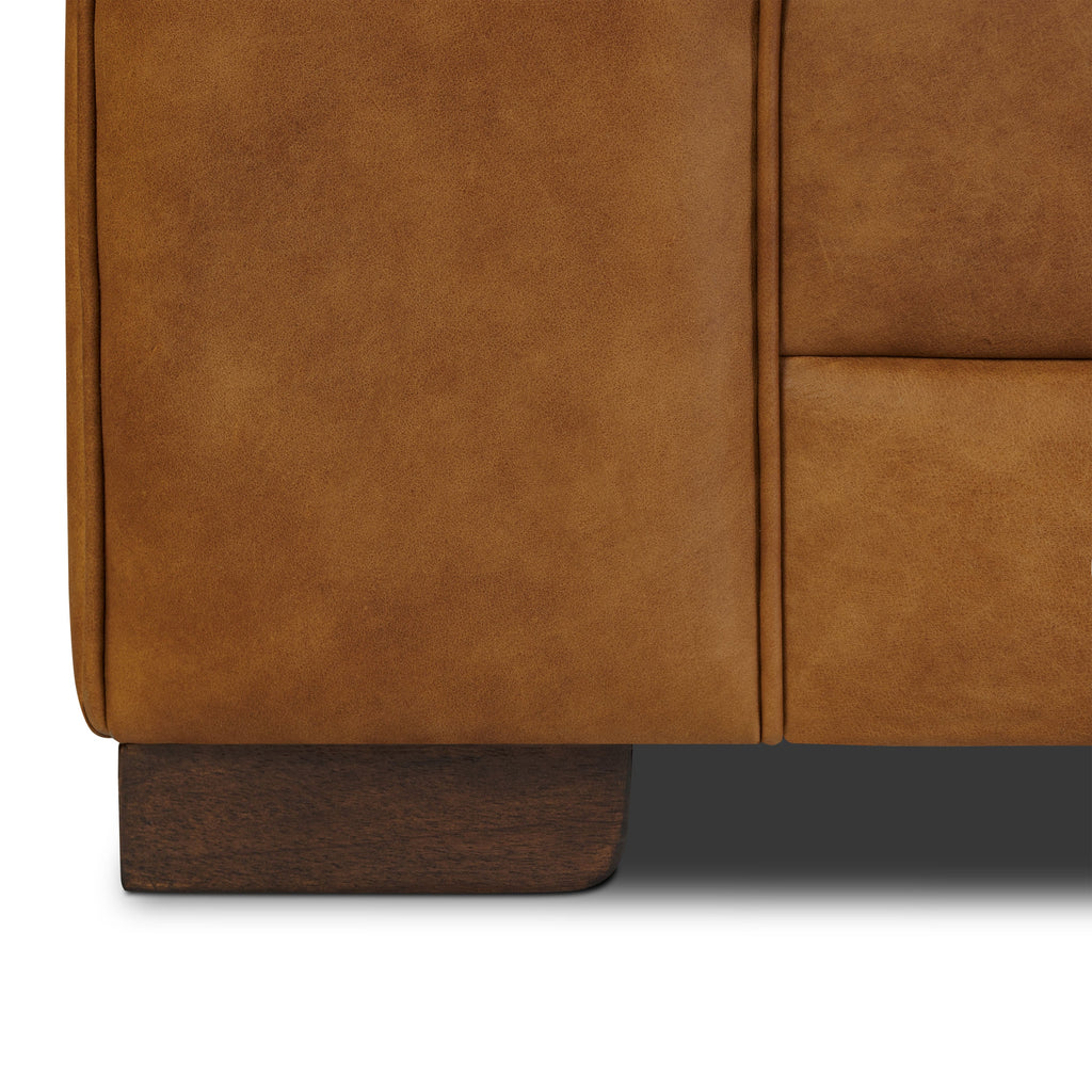 W&F Collection | Essex 86" Leather Pull-Out Convertible Sleeper Sofa (Russet Tan)