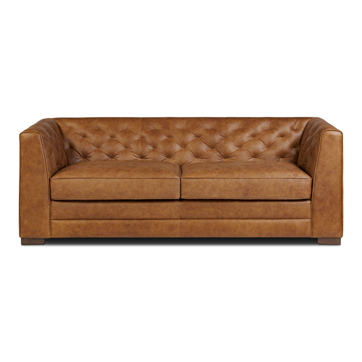 W&F Collection | Essex 86" Leather Pull-Out Convertible Sleeper Sofa (Russet Tan)