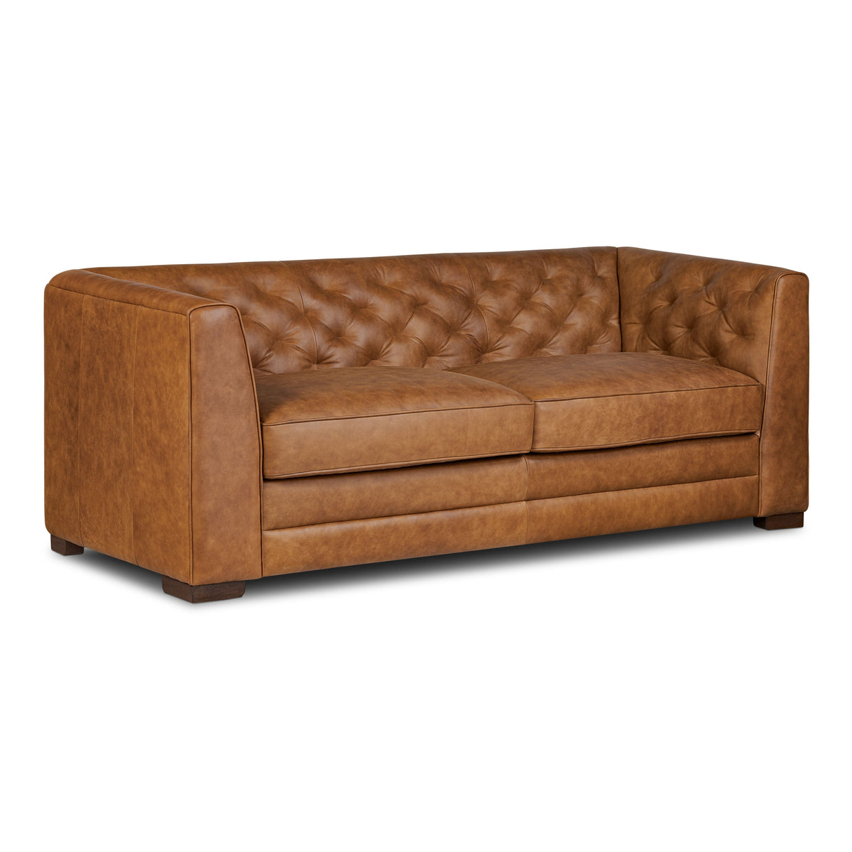 W&F Collection | Essex 86" Leather Pull-Out Convertible Sleeper Sofa (Russet Tan)