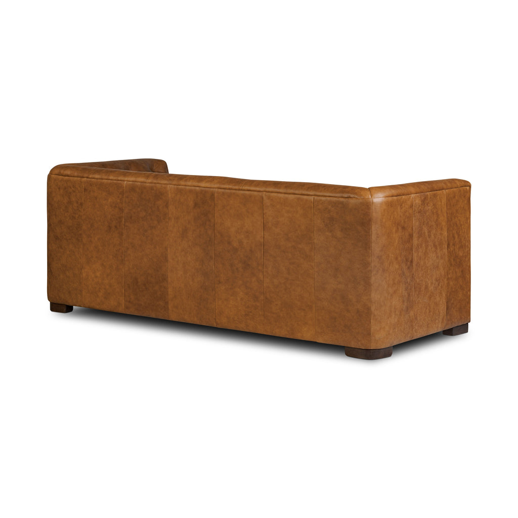W&F Collection | Essex 86" Leather Pull-Out Convertible Sleeper Sofa (Russet Tan)