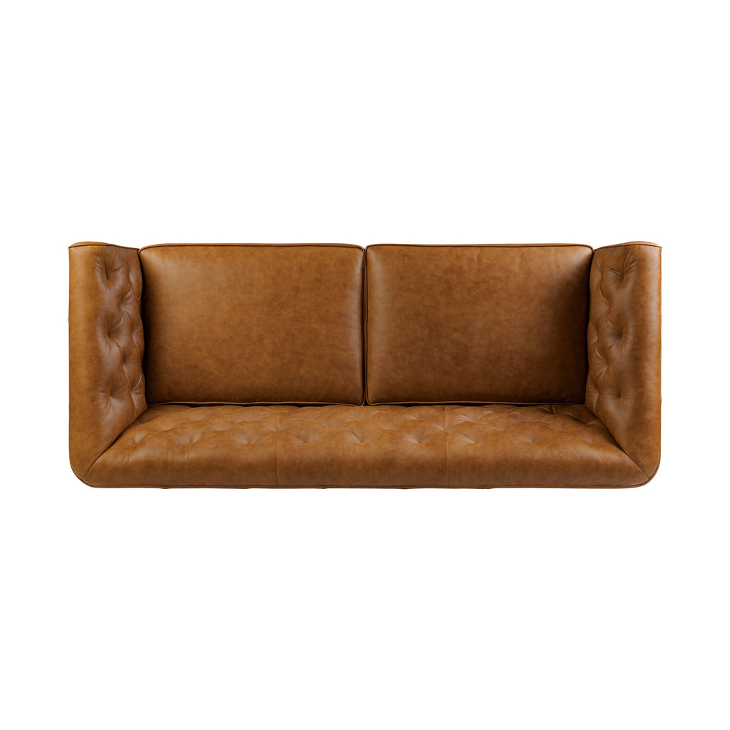 W&F Collection | Essex 86" Leather Pull-Out Convertible Sleeper Sofa (Russet Tan)