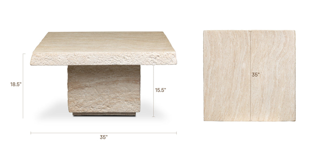W&F Collection | Stilo 35" Coffee Table (Travertine)