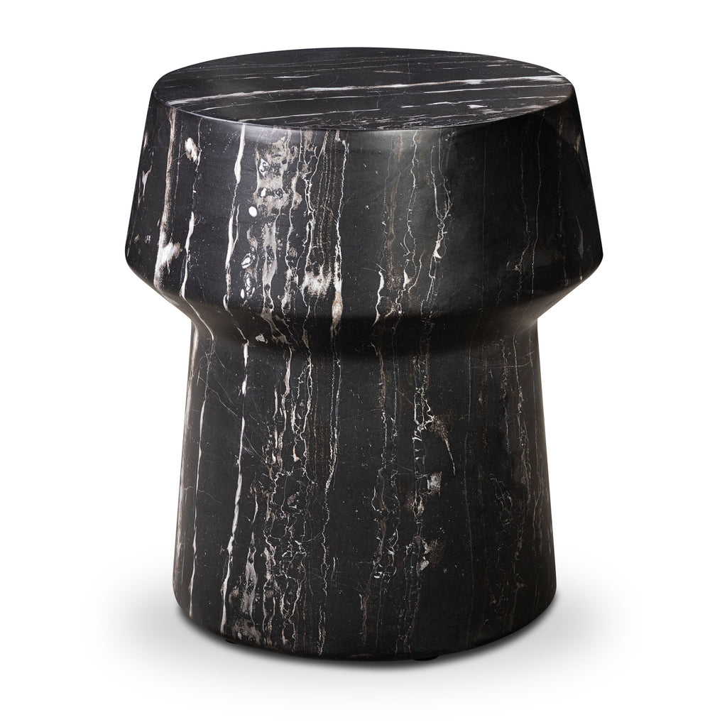 W&F Collection | Zyra 18" Side Table (Black Marble)