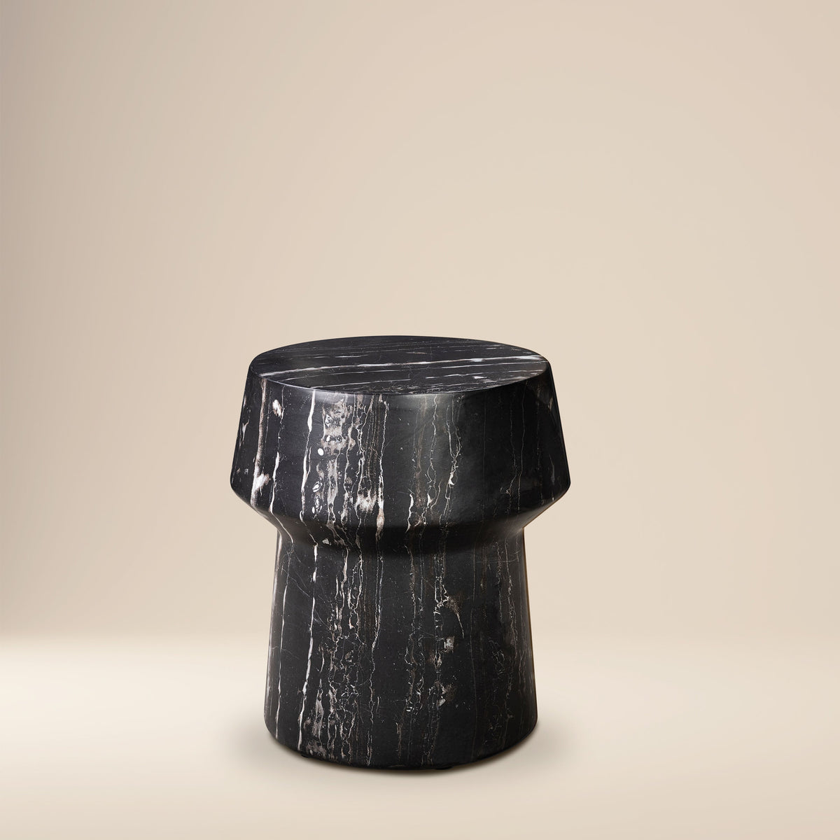 W&F Collection | Zyra 18" Side Table (Black Marble)