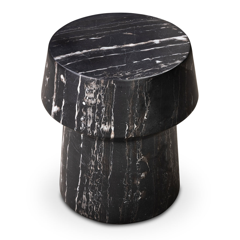 W&F Collection | Zyra 18" Side Table (Black Marble)