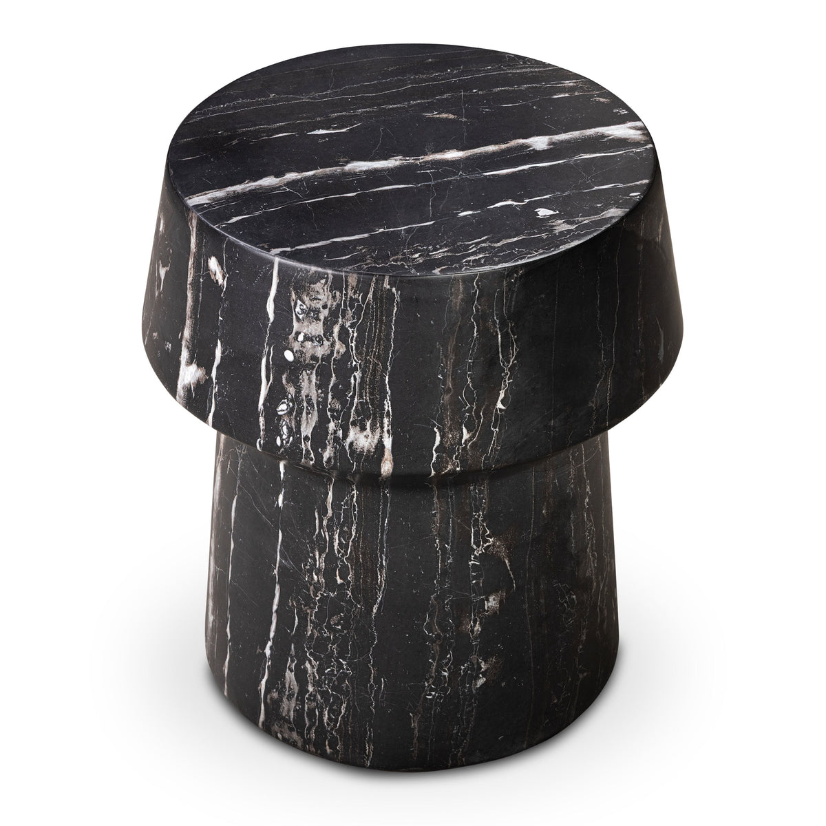 W&F Collection | Zyra 18" Side Table (Black Marble)