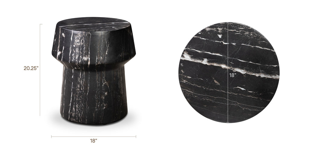 W&F Collection | Zyra 18" Side Table (Black Marble)