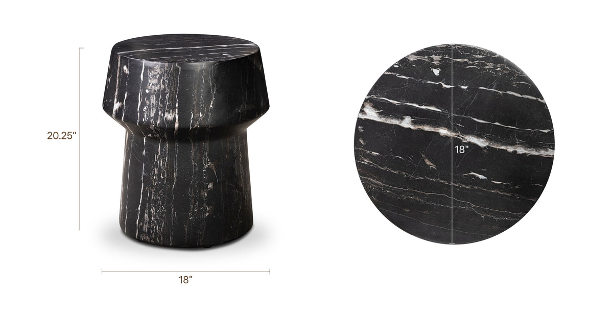 W&F Collection | Zyra 18" Side Table (Black Marble)