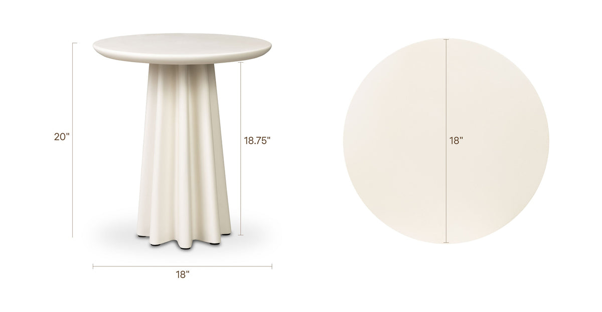 W&F Collection | Folda 18" Side Table (Almond White)