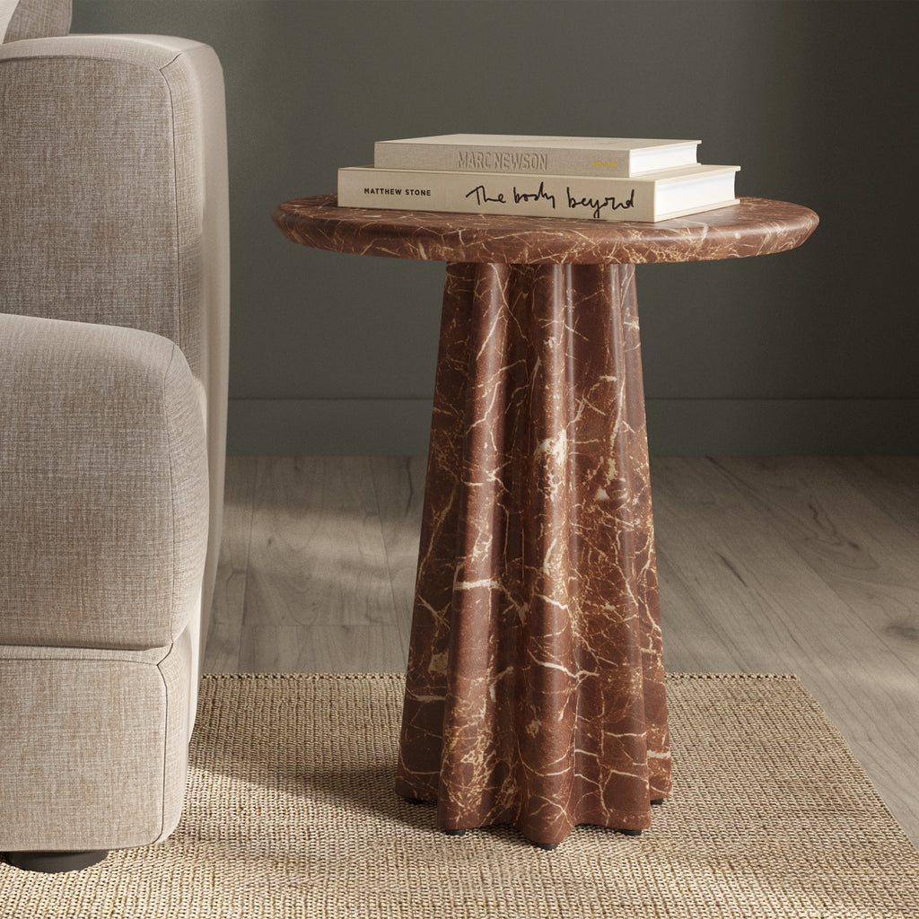 W&F Collection | Folda 18" Side Table (Bordeaux Red)