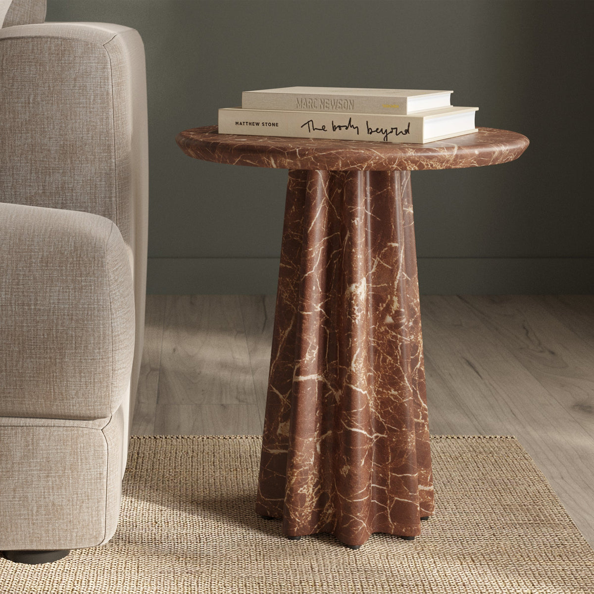 W&F Collection | Folda 18" Side Table (Bordeaux Red)