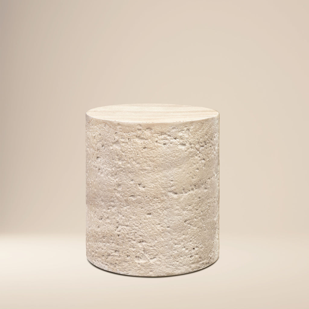W&F Collection | Rokka 16" Side Table (Travertine)