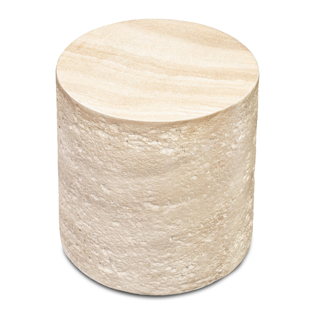W&F Collection | Rokka 16" Side Table (Travertine)