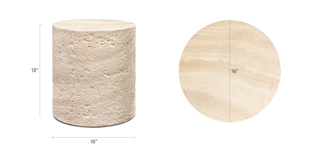 W&F Collection | Rokka 16" Side Table (Travertine)