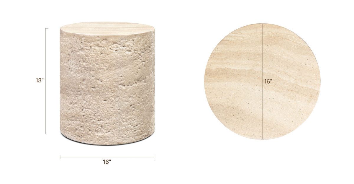 W&F Collection | Rokka 16" Side Table (Travertine)