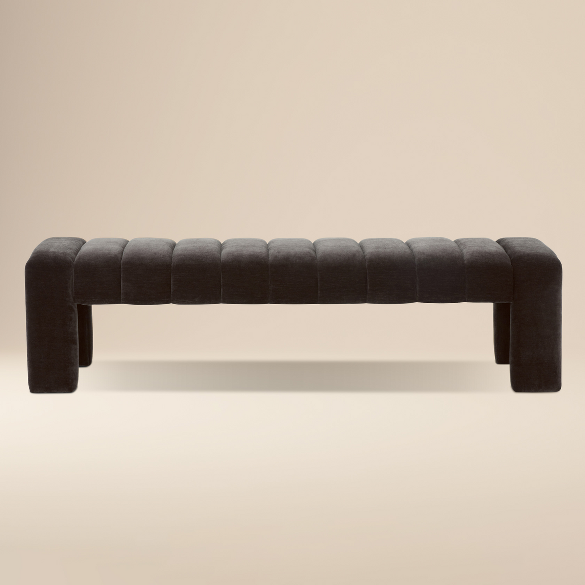 W&F Collection | Canale 63" Fabric Bench (Ganache Brown)