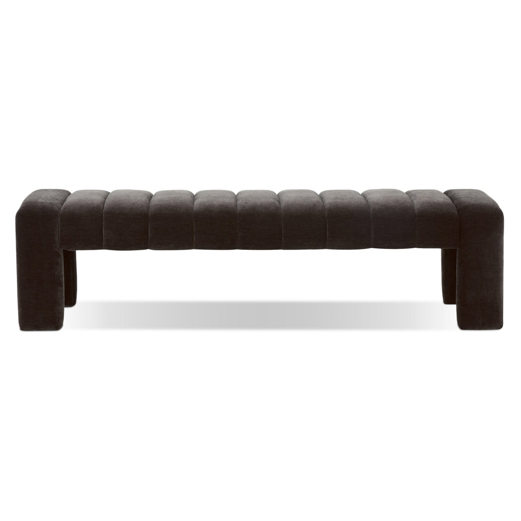 W&F Collection | Canale 63" Fabric Bench (Ganache Brown)