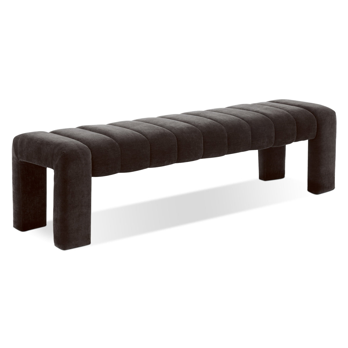 W&F Collection | Canale 63" Fabric Bench (Ganache Brown)