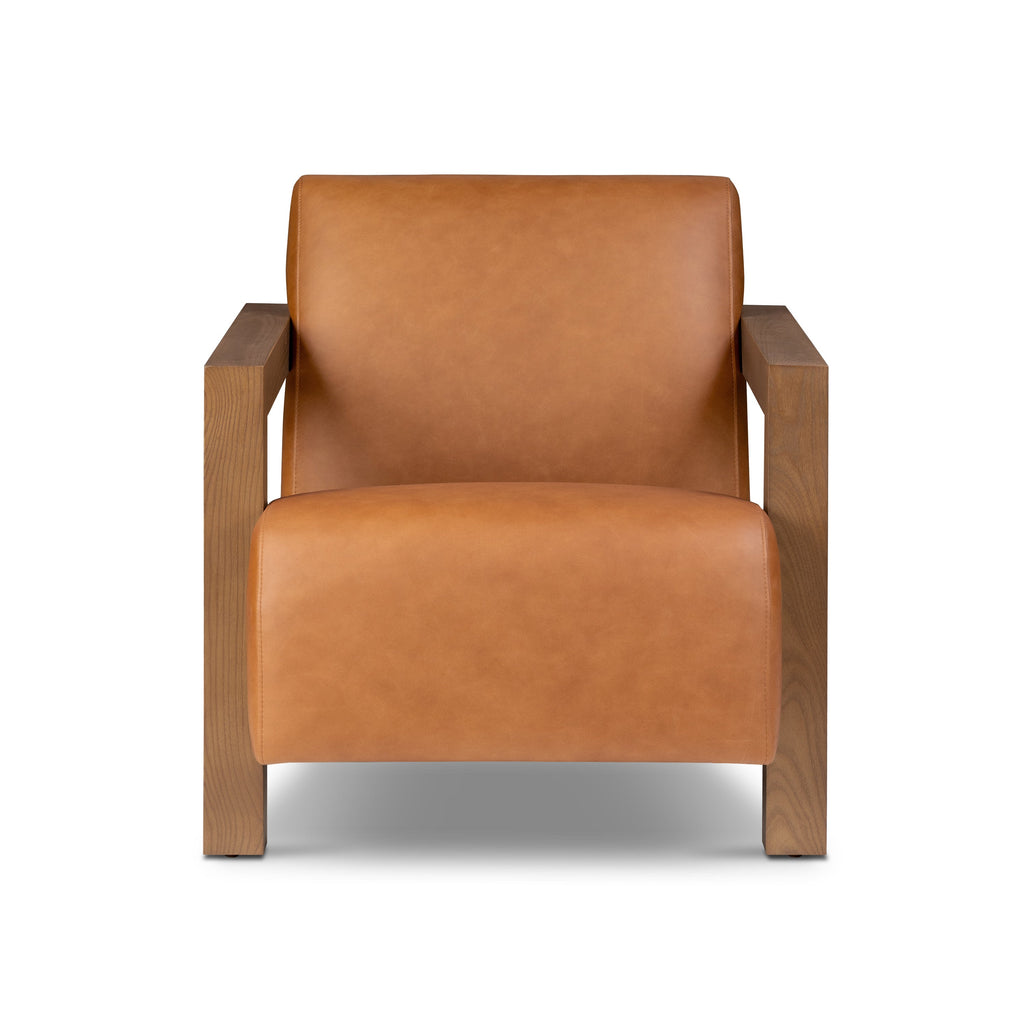 W&F Collection | Giza Leather Lounge Chair 2.0 (Cognac Tan, Set of 2)