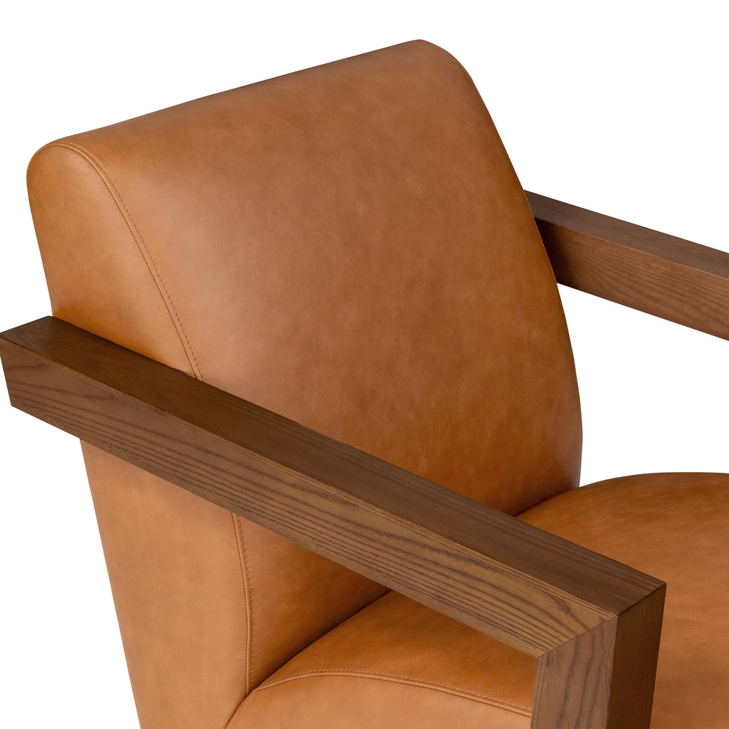 W&F Collection | Giza Leather Lounge Chair 2.0 (Cognac Tan, Single)