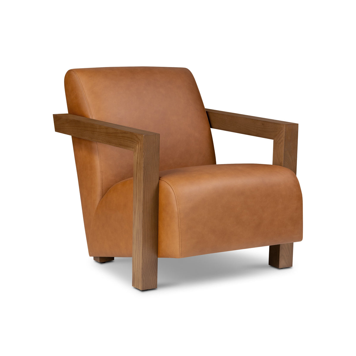 W&F Collection | Giza Leather Lounge Chair 2.0 (Cognac Tan, Set of 2)