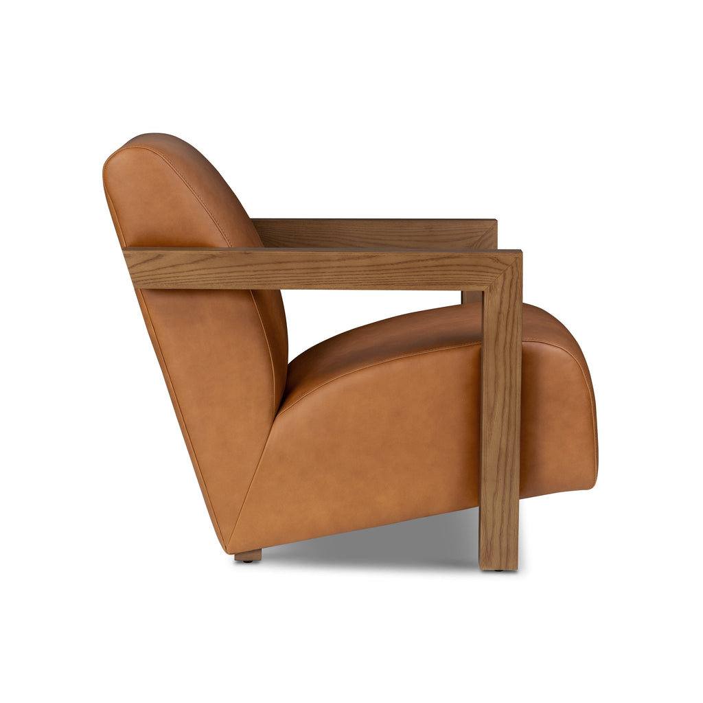 W&F Collection | Giza Leather Lounge Chair 2.0 (Cognac Tan, Single)