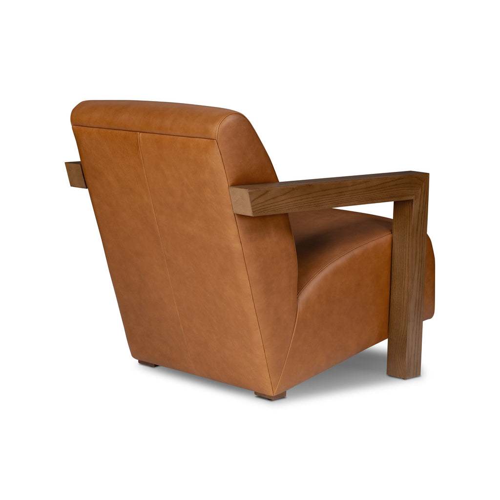 W&F Collection | Giza Leather Lounge Chair 2.0 (Cognac Tan, Set of 2)