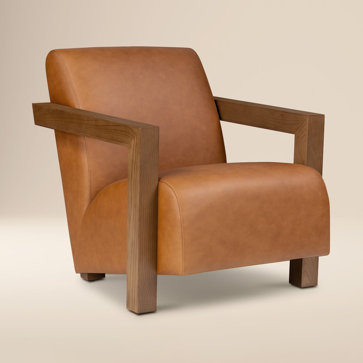 W&F Collection | Giza Leather Lounge Chair 2.0 (Cognac Tan, Single)