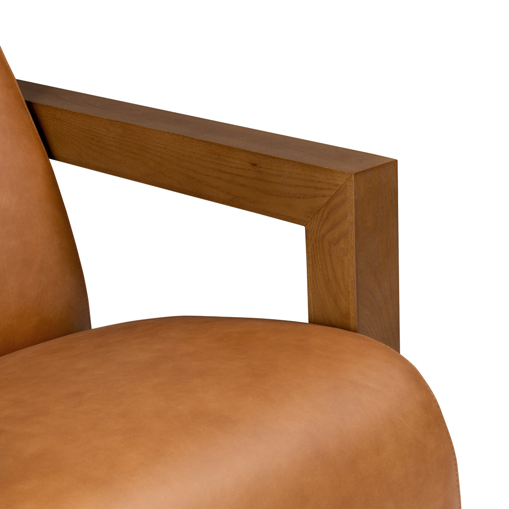 W&F Collection | Giza Leather Lounge Chair 2.0 (Cognac Tan, Set of 2)