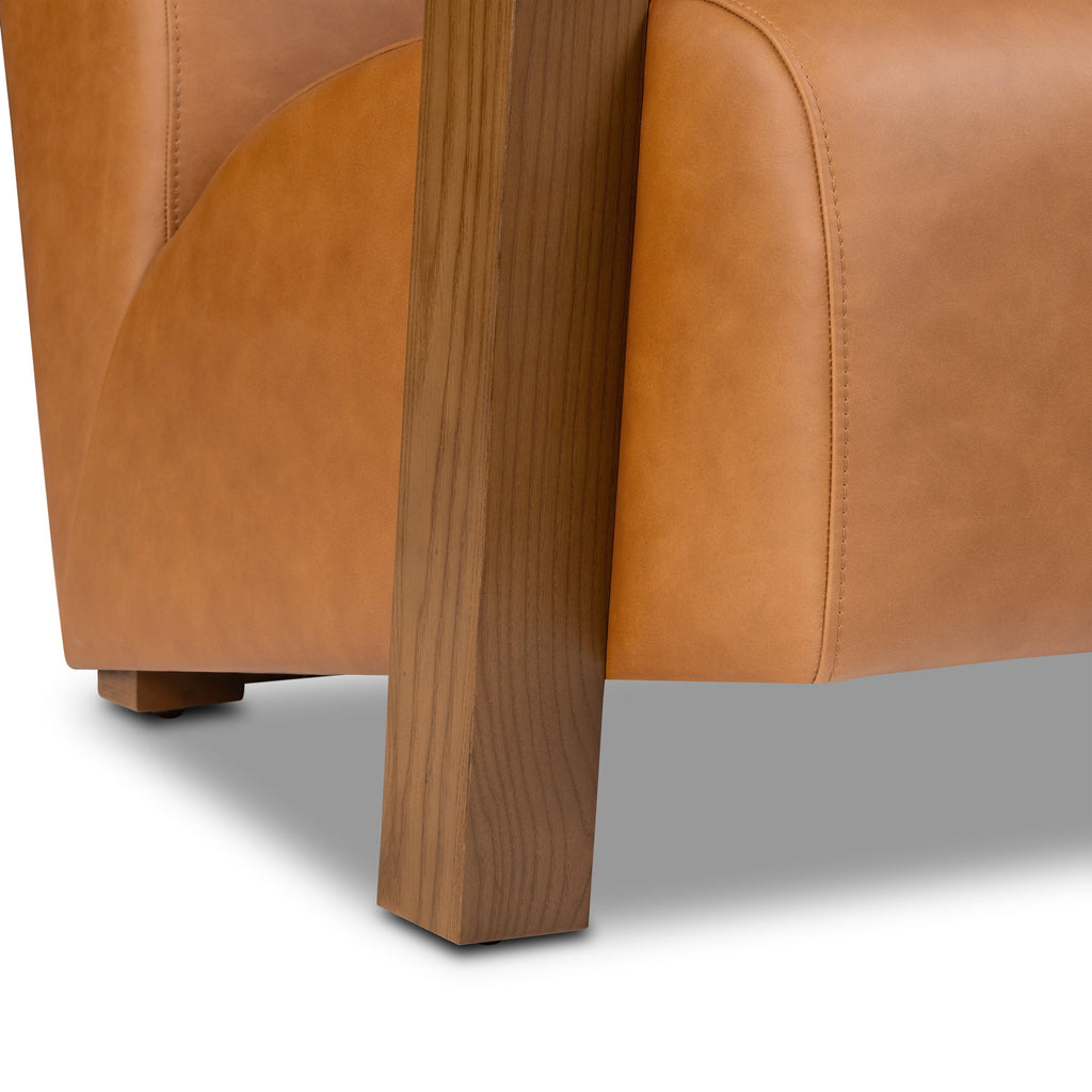 W&F Collection | Giza Leather Lounge Chair 2.0 (Cognac Tan, Set of 2)