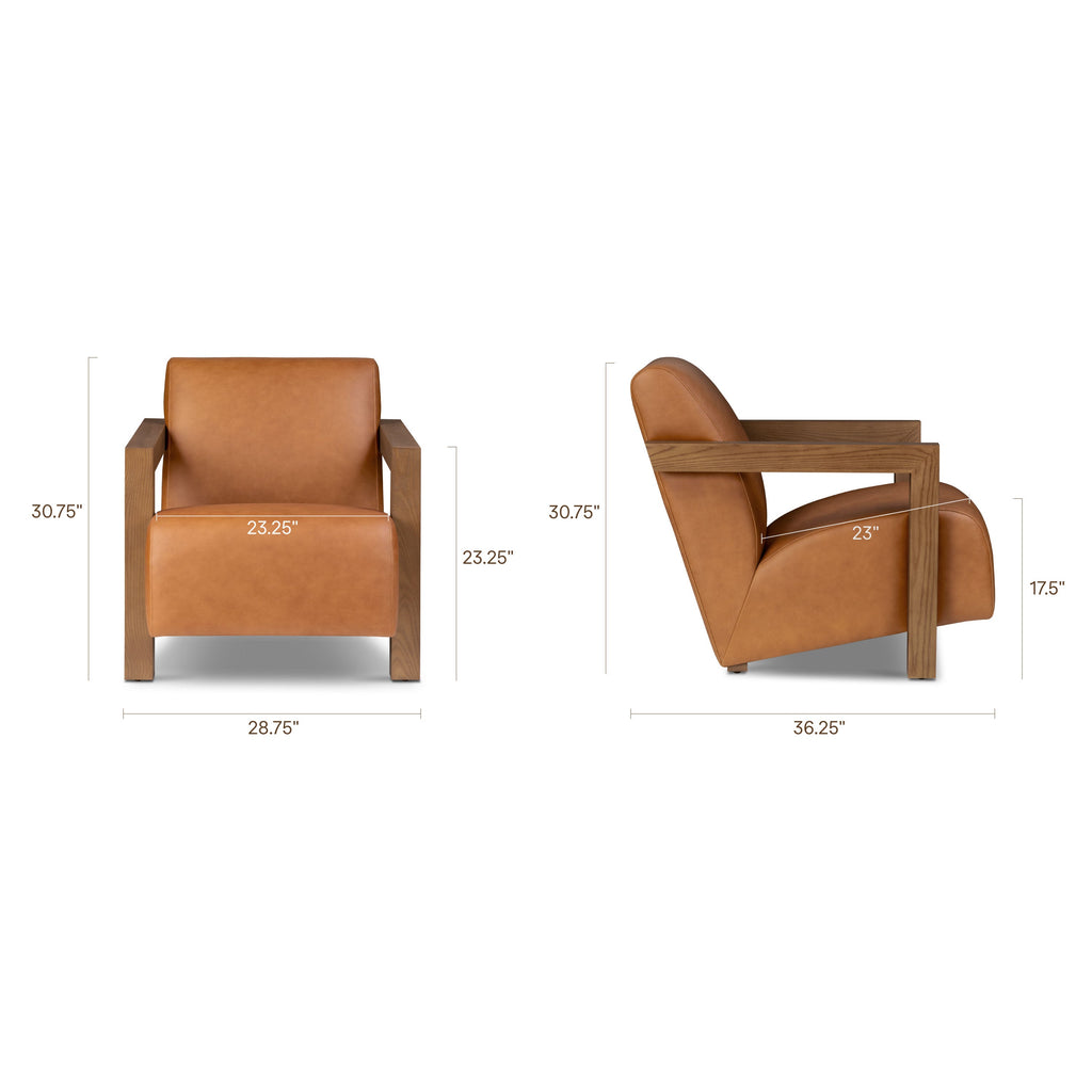 W&F Collection | Giza Leather Lounge Chair 2.0 (Cognac Tan, Set of 2)