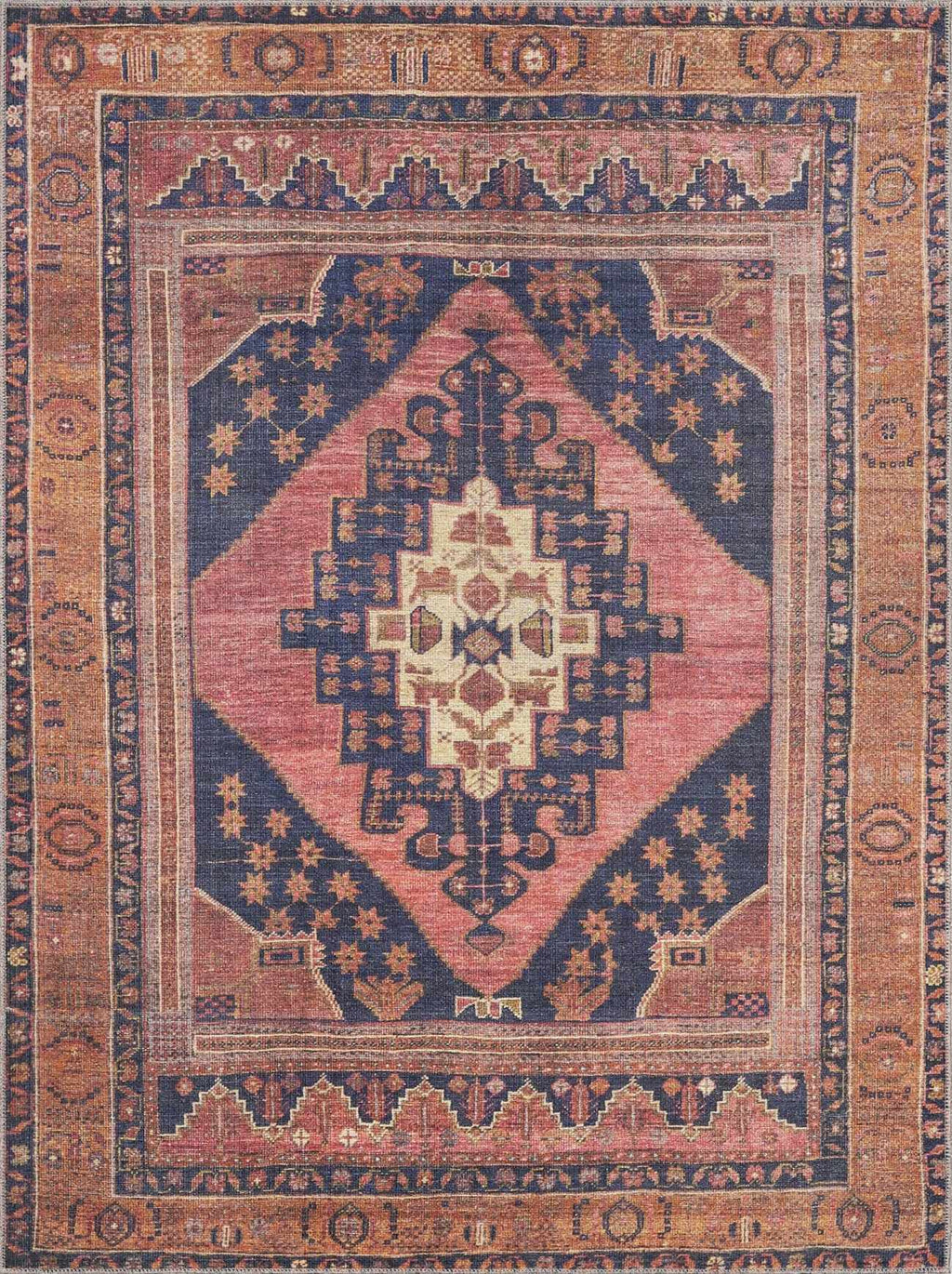 W&F Collection | Malamote Vintage Flat Pile Washable Rug