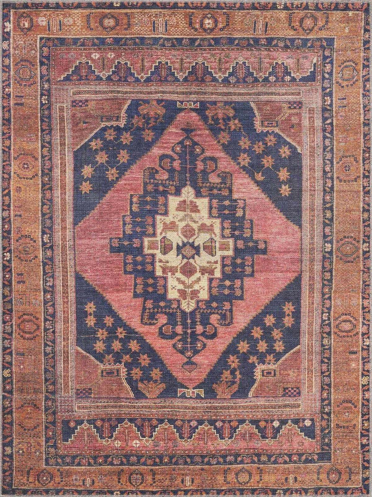 W&F Collection | Malamote Vintage Flat Pile Washable Rug