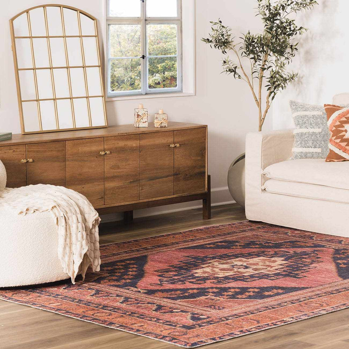 W&F Collection | Malamote Vintage Flat Pile Washable Rug