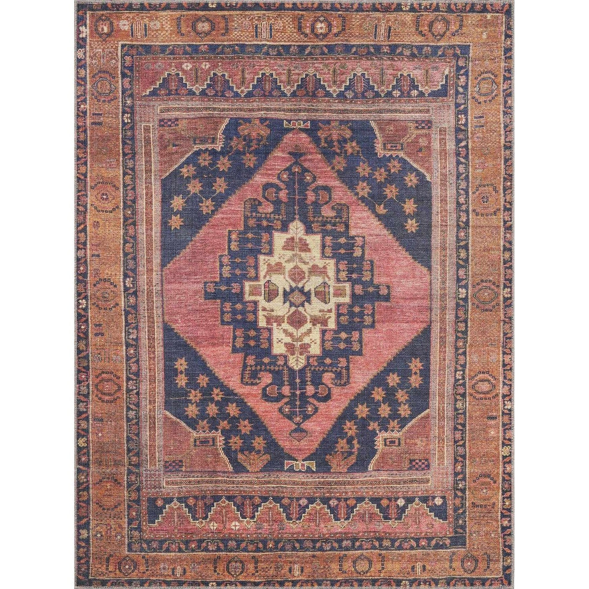 W&F Collection | Malamote Vintage Flat Pile Washable Rug