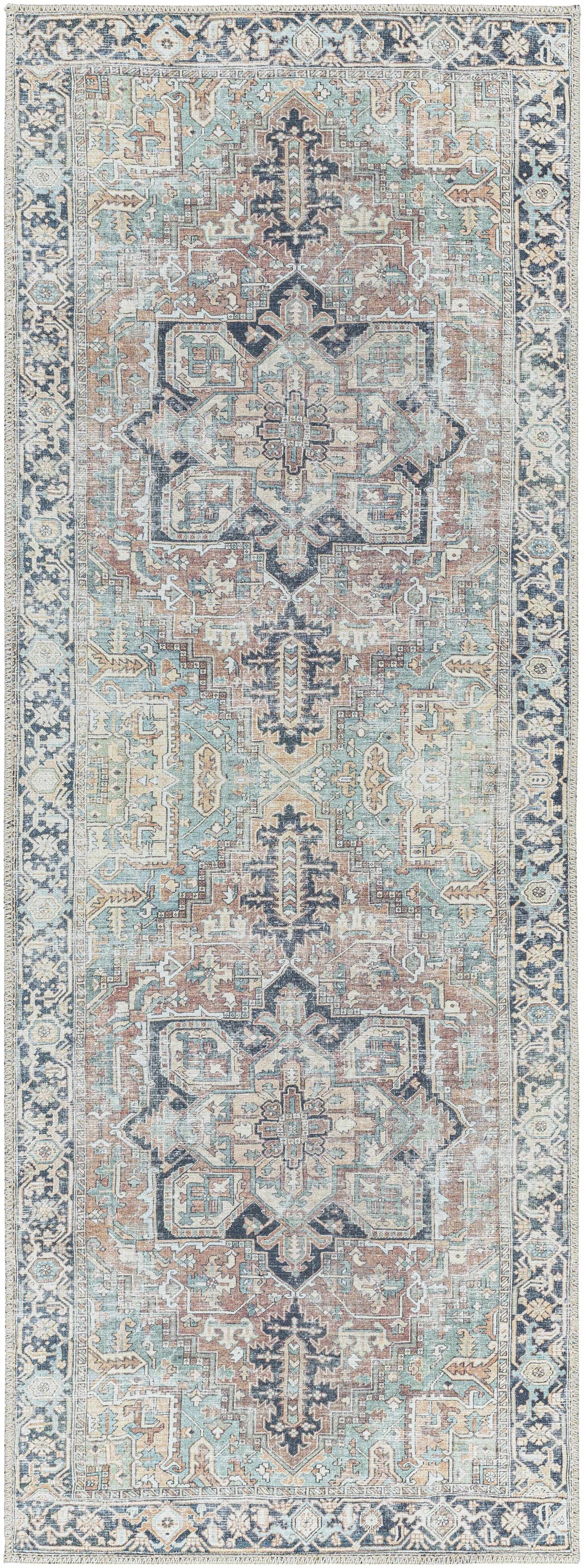 W&F Collection | Green Nisa Tumble Dry Washable Rug