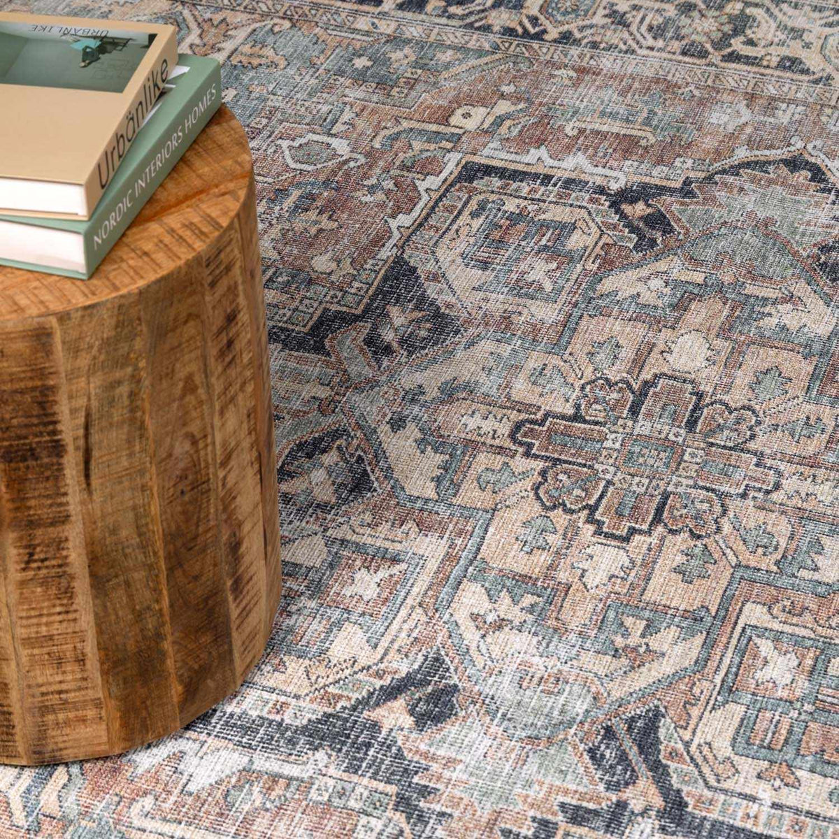 W&F Collection | Green Nisa Tumble Dry Washable Rug