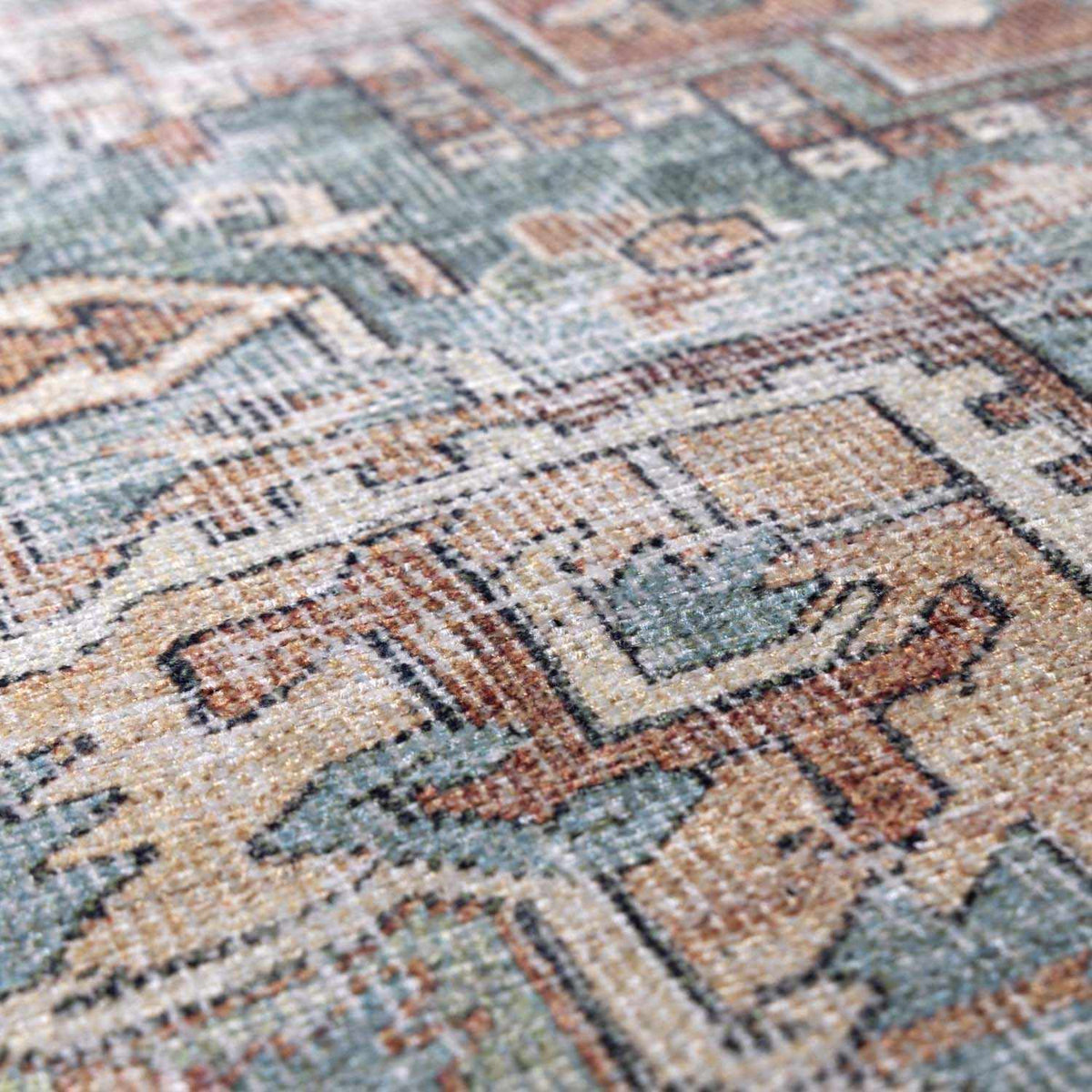 W&F Collection | Green Nisa Tumble Dry Washable Rug