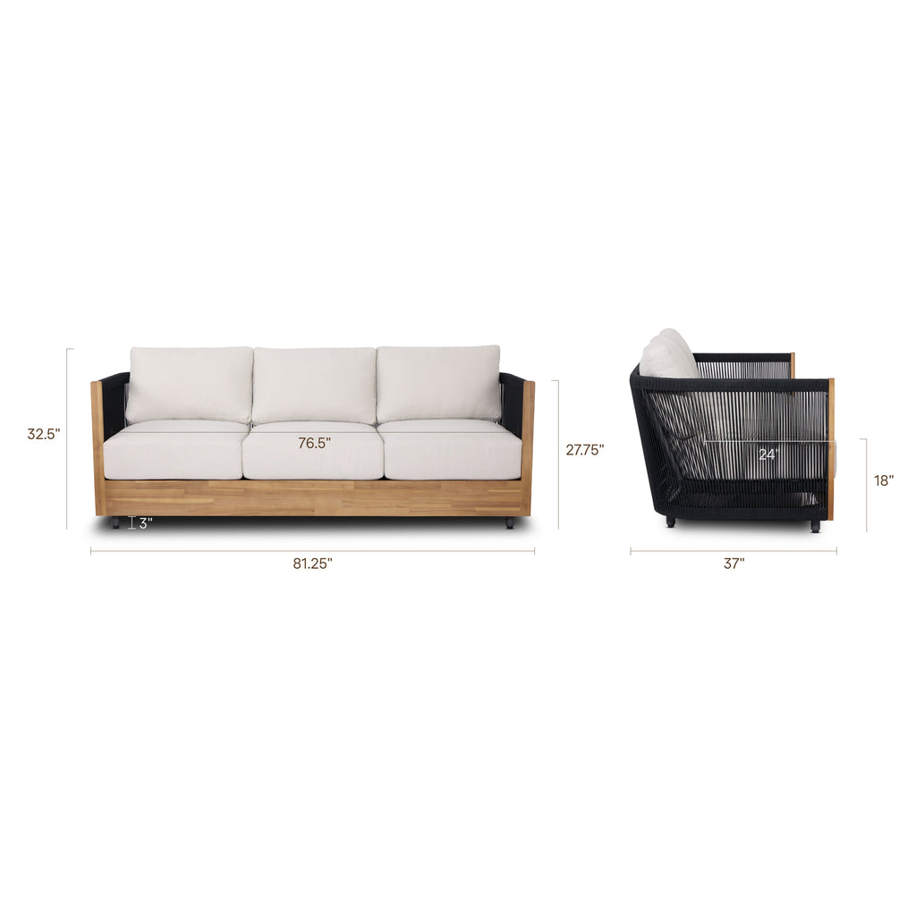 W&F Collection | Lucca 81" Outdoor Sofa (Sand)