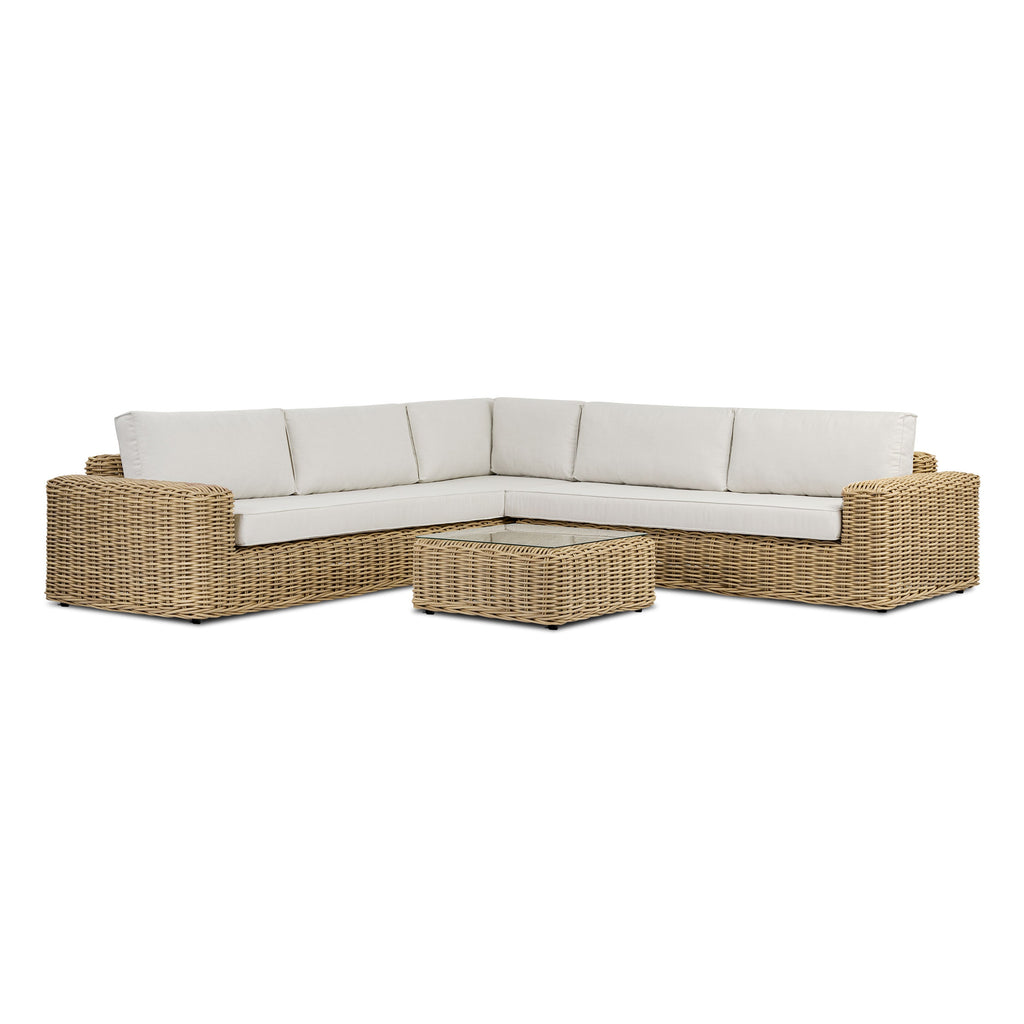 W&F Collection | Puglia 115" Corner Sectional Set with Coffee Table (Sand)