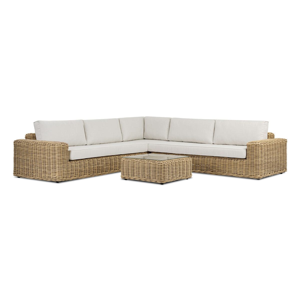 W&F Collection | Puglia 115" Corner Sectional Set with Coffee Table (Sand)