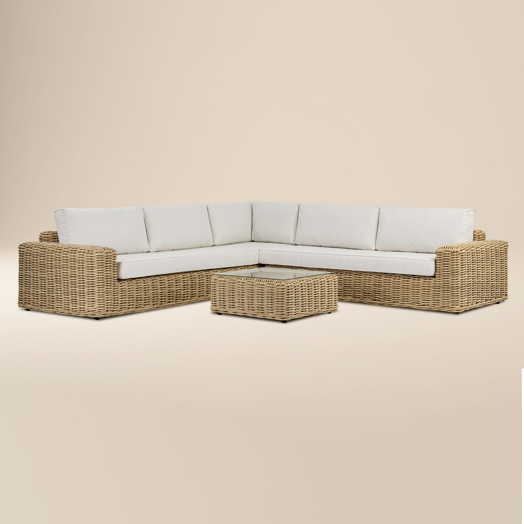 W&F Collection | Puglia 115" Corner Sectional Set with Coffee Table (Sand)