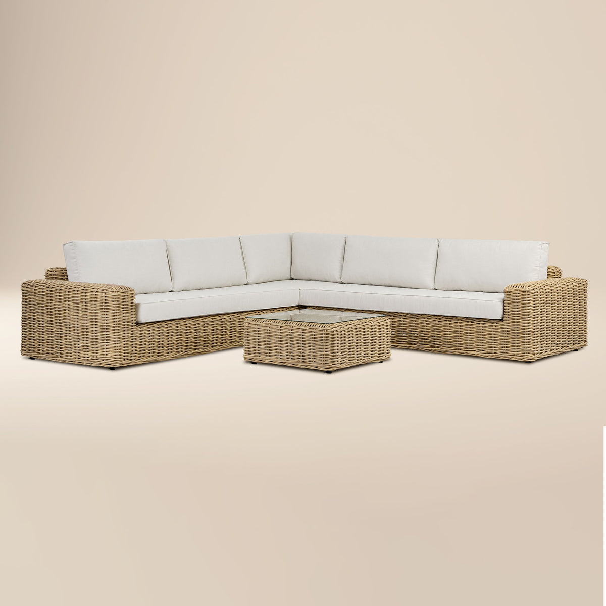 W&F Collection | Puglia 115" Corner Sectional Set with Coffee Table (Sand)