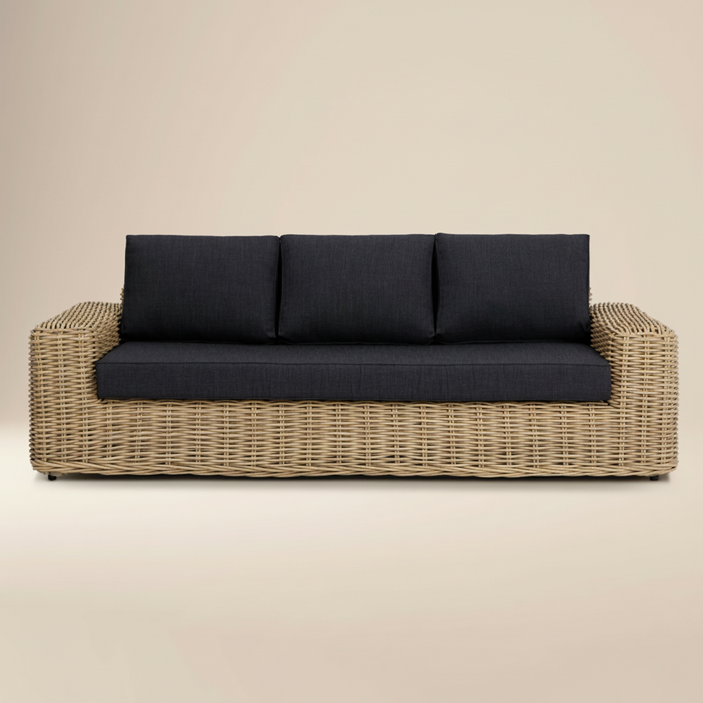 W&F Collection | Puglia 3 Seat Sofa (Dark Grey)