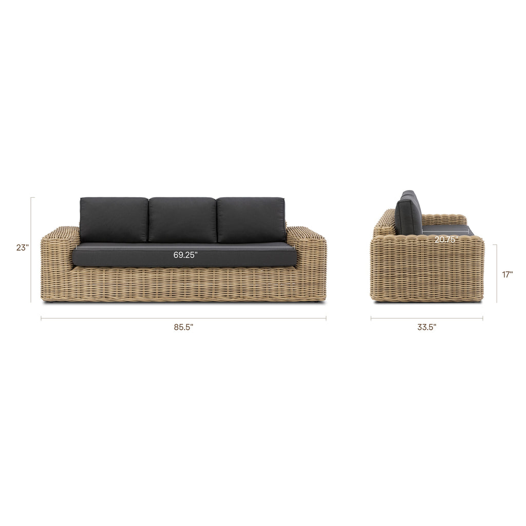 W&F Collection | Puglia 3 Seat Sofa (Dark Grey)